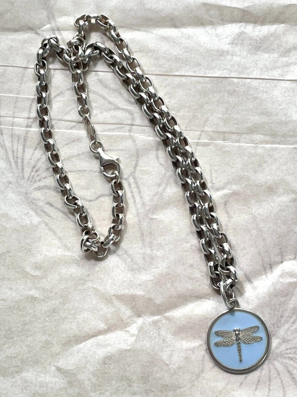 LOLA 18" Sterling Silver Rolo Necklace with Dragonfly Charm